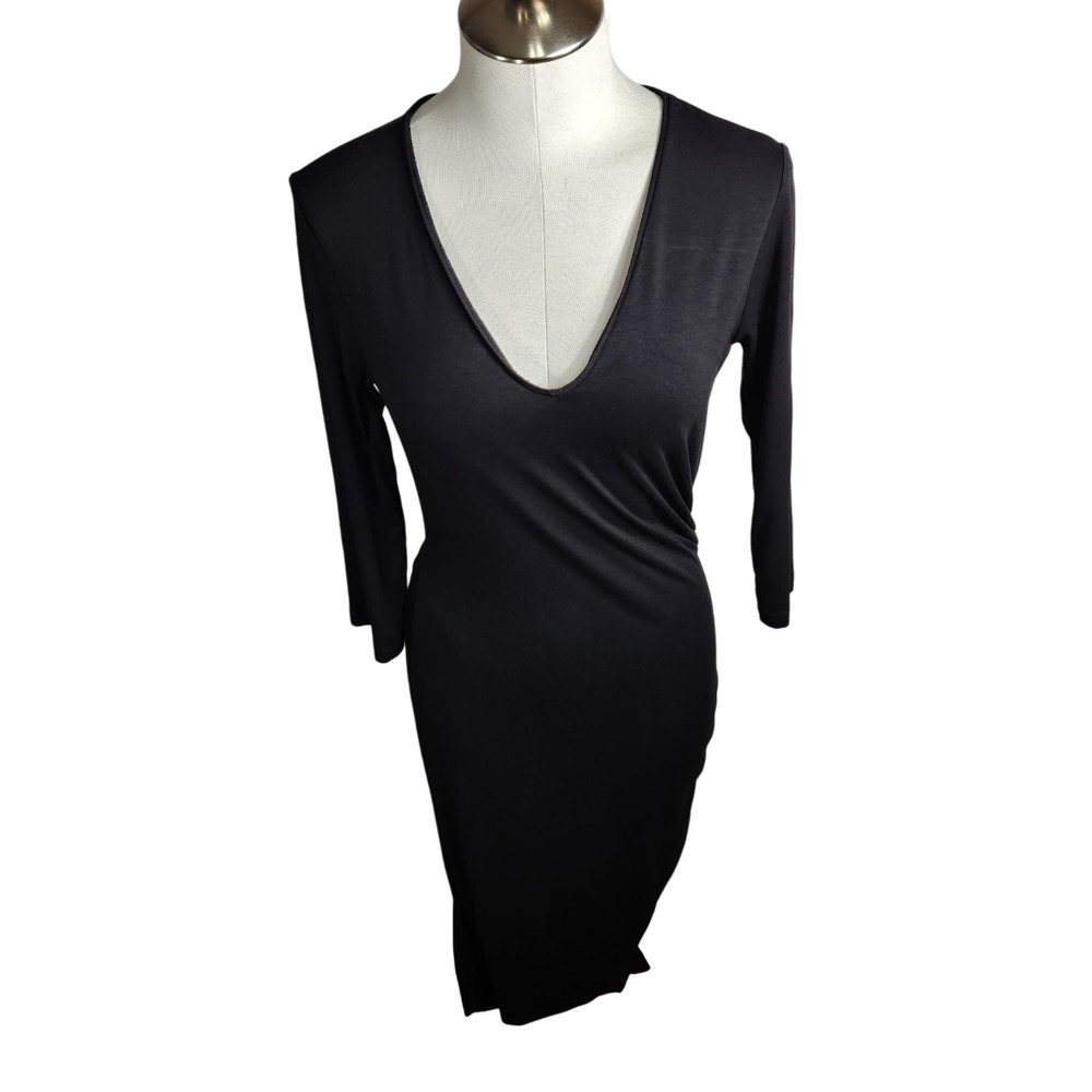 Isabella Oliver Womens Fitted Maternity Dress US Size 6 Black Ruched‎ Stretch